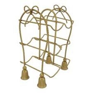 Wine bottle bow gold Rack NEW 13" Gold Bow & Tassel Tabletop Metal Bottle Holder